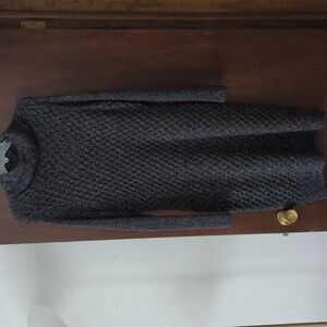 Women's black and silver cowl neck sweater dress.